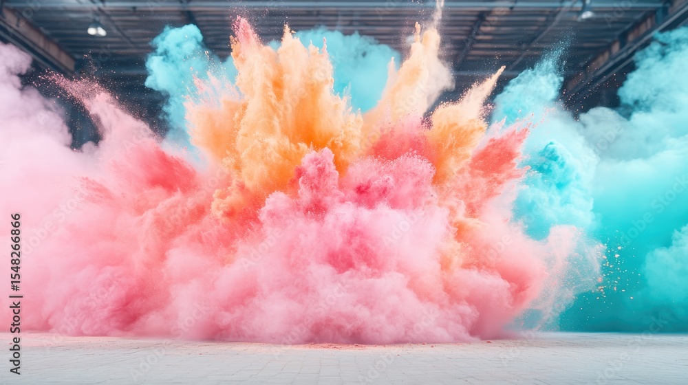 Aufkleber an artistic explosion of colorful powders creates a spectacular visual display, capturing the essenc