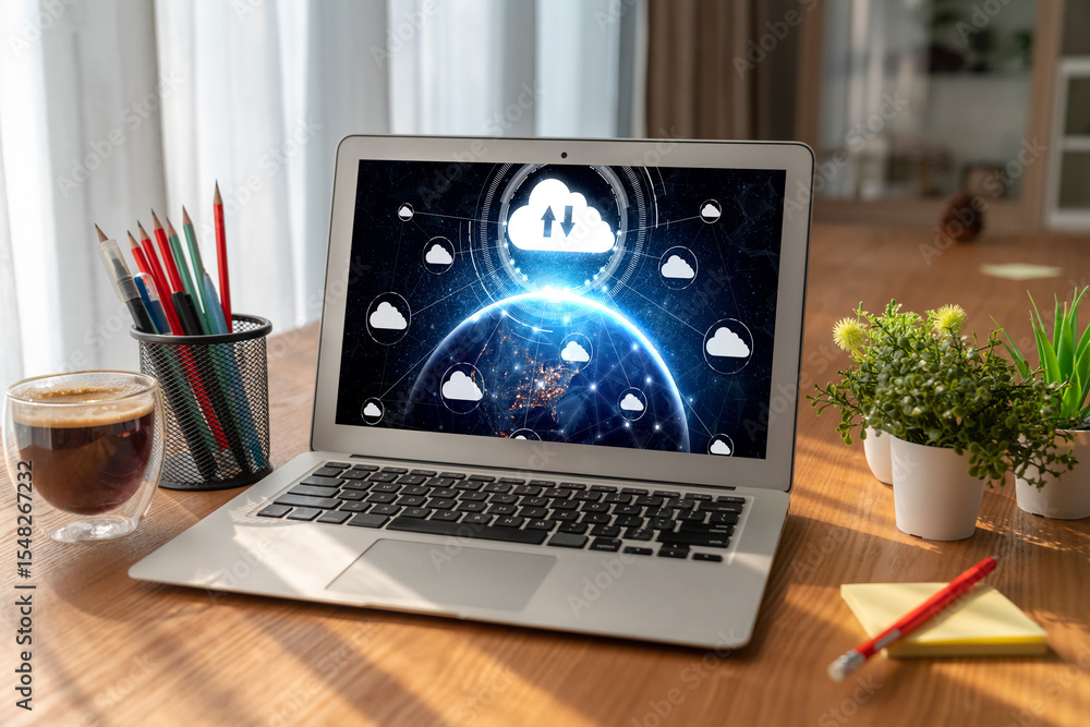 Poster cloud computing software for modish remote work and personal data storage