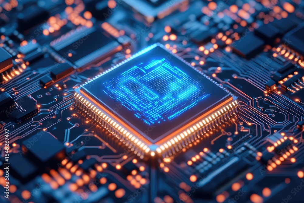 Poster close-up of a cpu on a circuit board