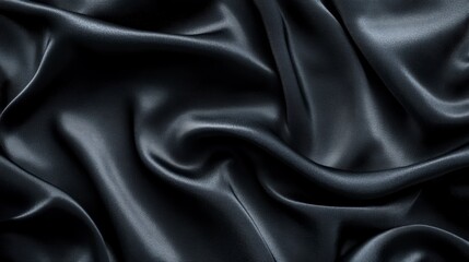 Obraz premium Dark grey silk fabric folds. Close-up. Background. Fabric texture. Use in design
