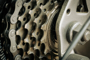 Details of a sports bike in close-up. Macrophotography