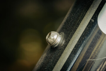 Details of a sports bike in close-up. Macrophotography