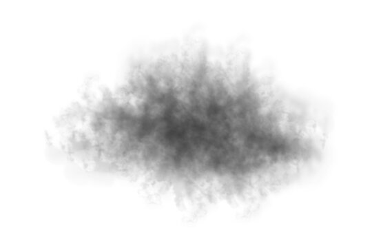 Dark smoke or fog overlay isolated on transparent background. Black smoke, misty fog, steam explosion special effect. Smoke texture for Compositing, covering, design elements, PNG	