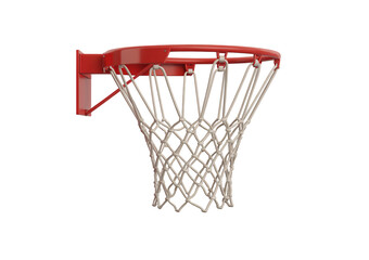 Red Basketball Hoop and Net on Transparent Background, Isolated 3D Render