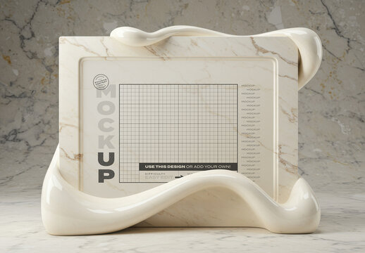 Marble Ornament Sculpture Photo Picture Frame Mockup
