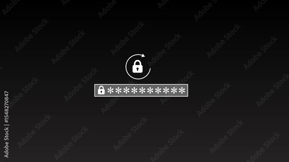 Poster modern cybersecurity concept, businessman entering password on smartphone, emphasizing encrypted dat