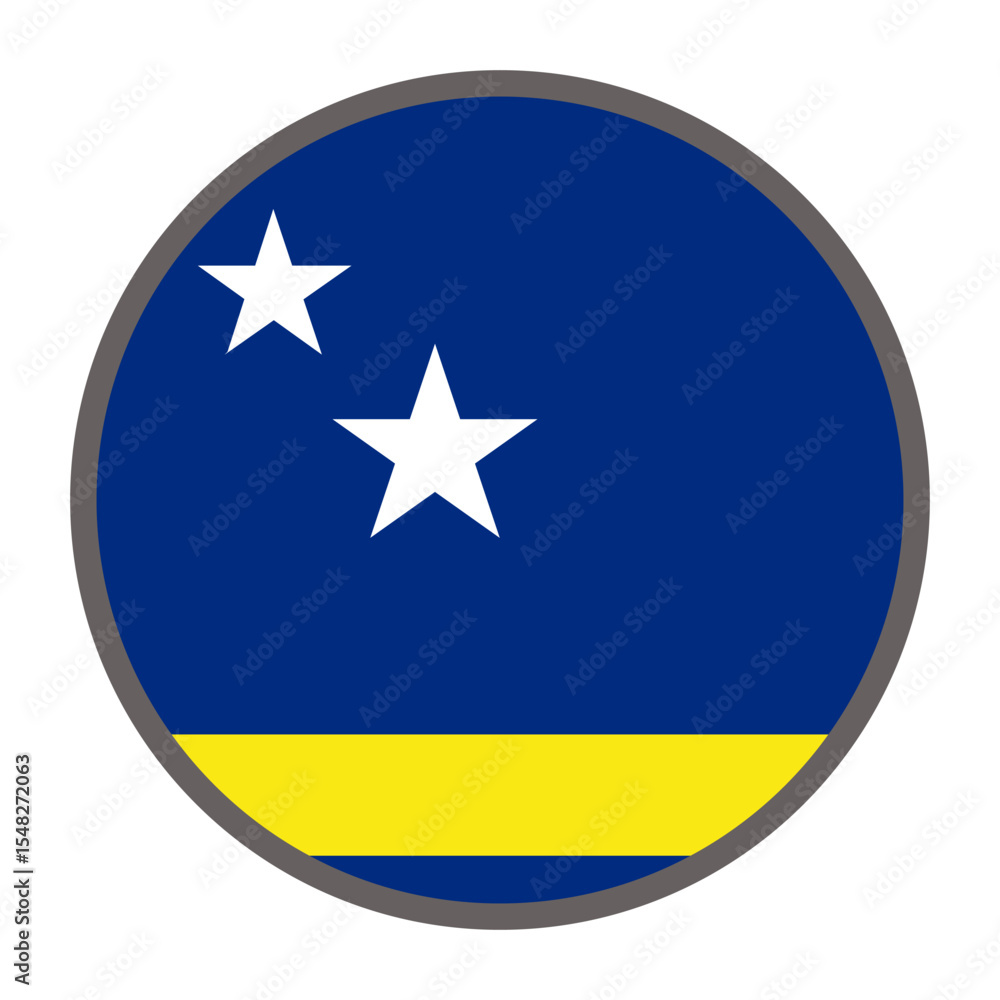 Poster round flag of curacao on white background vector vector round flag