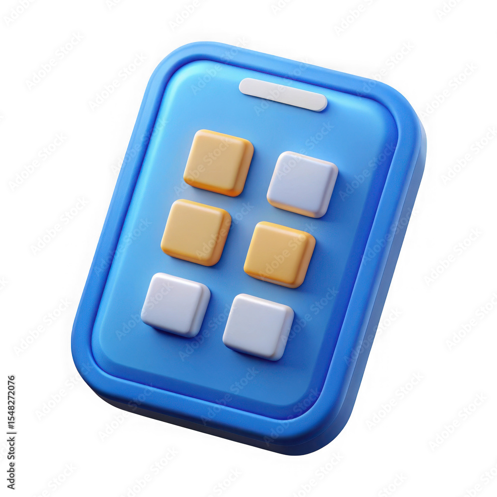 Poster blue mobile app interface buttons isolated on transparent background