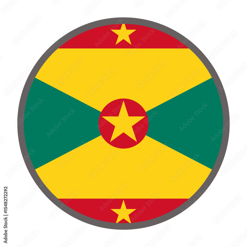 Poster round flag of grenada on white background vector vector round flag