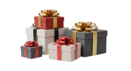 Colorful gift boxes with ribbons stacked for holiday celebrations  