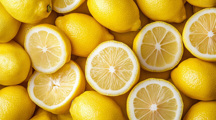 Seamless design of whole and sliced lemons.