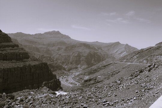 Monochrome image of Jebal Jais