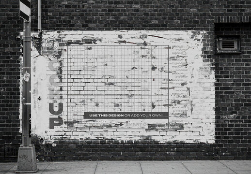 Rusty Wall Old Style Paint Poster Ad Mockup