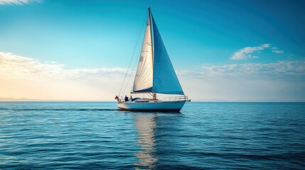 Fototapeta premium Sailing yacht on a calm ocean