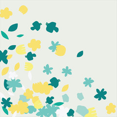 Fashionable frame of flowers. Spring background design, colorful bright flowers, decorative beautiful garden. Place for text. Design for postcard, invitation, web. Vector illustration