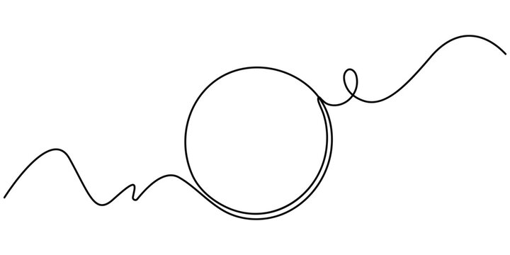 Continuous one line circle stroke, Hand drawn circle frame on white background. one line drawing vector illustration, drawing circle doodle line grunge frame abstract art. Round frame sketch outline .