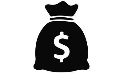 Money Bag with Dollar Sign Icon,This icon universally symbolizes wealth, profit, savings, banking, financial success, and concepts related to earning or holding money.