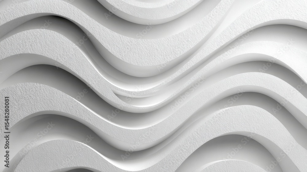 Poster curved layers of white material create smooth waves against a neutral background. this design highli