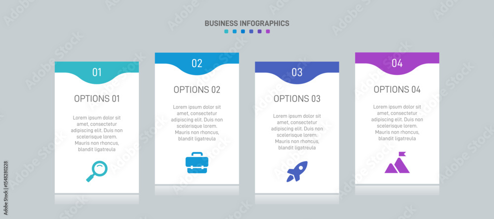 Aufkleber horizontal progress bar featuring 4 arrow-shaped elements, symbolizing the four stages of business s
