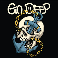 Skull Anchor for streetwear illustration