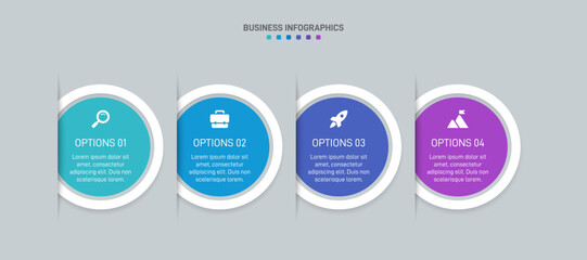 Horizontal progress bar featuring 4 arrow-shaped elements, symbolizing the four stages of business strategy and progression. Clean timeline infographic design template. Vector for presentation
