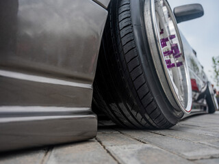 Close-Up of Custom Car Wheel and Tire Excellence. 