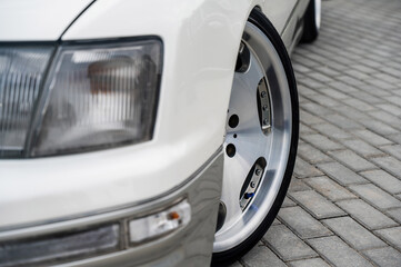 Close-Up of Custom Car Wheel and Tire Excellence. 