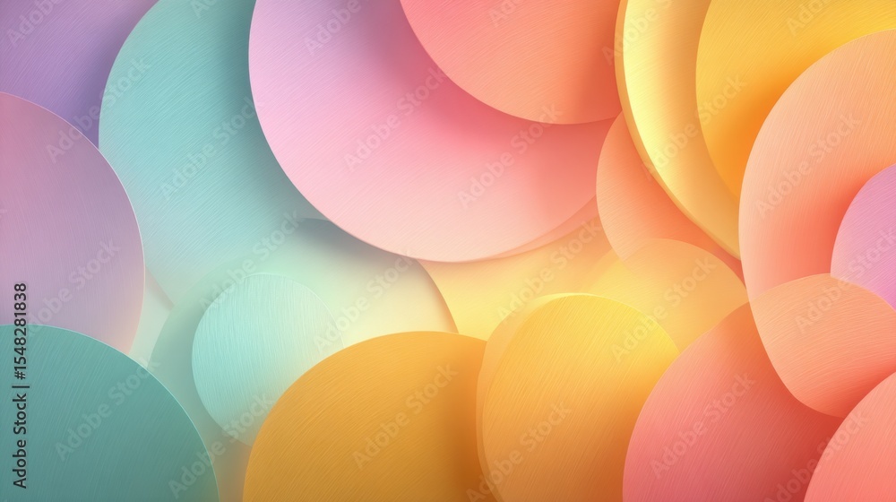 Poster soft pastel circles overlap in a vibrant display, forming an abstract and soothing background. this 