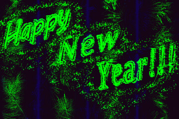 Festive green Happy New Year inscription for decor