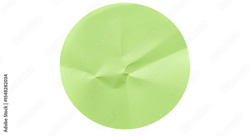 Aufkleber wrinkled light green circular paper on black background abstract texture with folds and creases mini