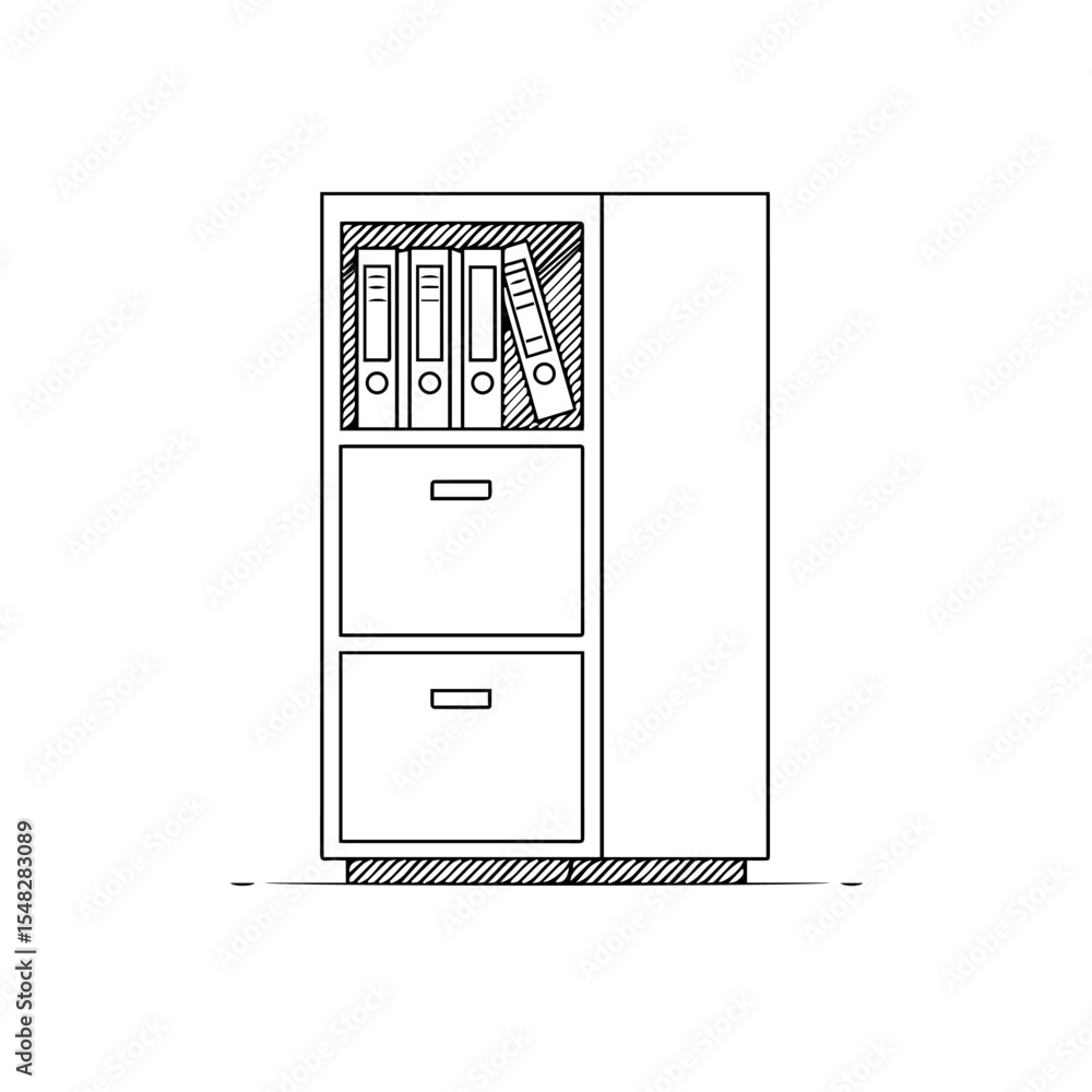 Poster office cabinet with drawers and files. office storage solution with multiple drawers for efficient o