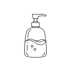 Soap dispenser bottle with pump top.  Simple soap dispenser design perfect for bathroom, kitchen, or handwashing station. Clean soap dispenser illustration ideal for hygiene product packaging,
