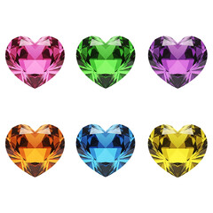 Colorful Heart Shaped Gemstones on Black Background for Valentine s Day and other Celebrations
