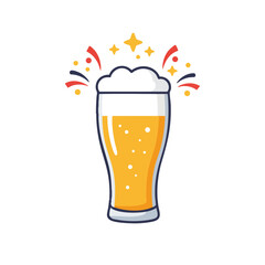  Foamy Beer Glass with Fireworks Celebration Icon