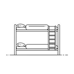 Bunk bed with ladder and mattresses. Comfortable bunk bed for children's room or guest bedroom. This simple bunk bed design is perfect for small spaces and sleepovers.