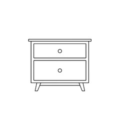 Simple two-drawer nightstand with minimalist design. Nightstand features clean lines and simple wooden construction.  Perfect nightstand for bedroom furniture, home decor,