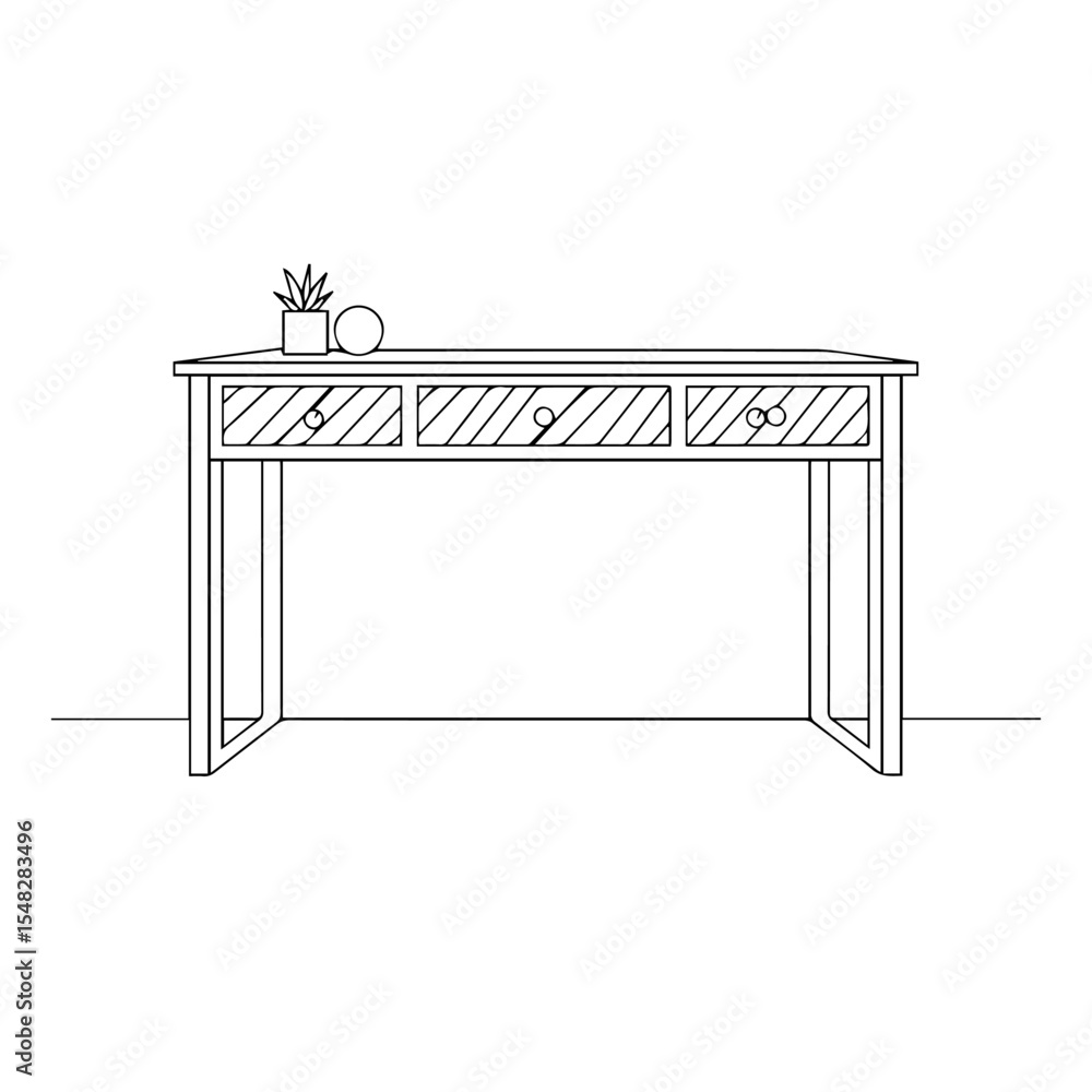 Aufkleber console table with three drawers and simple design. elegant console table features clean lines and m