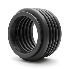 Flexible rubber axle shaft boot with accordion folds in black  