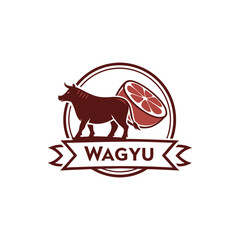 Wagyu Beef Logo Design: Brown Cow and Citrus Fruit Illustration