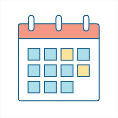 Simple Blue and Orange Calendar Icon for Scheduling and Appointments