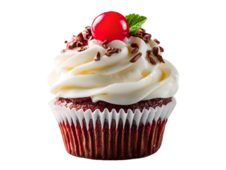 Delicious cupcake with cream frosting on a white background, png transparent background