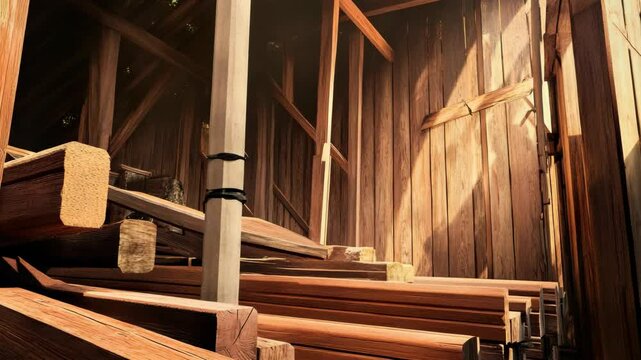Rustic Lumber Collection in a Cozy Barn