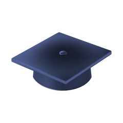 Realistic Blue graduate cap. 3D Graduation Doctoral hat.