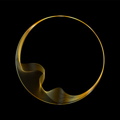 Futuristic golden circular ring. Luxury ring frame. Round border