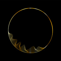 Futuristic golden circular ring. Luxury ring frame. Round border