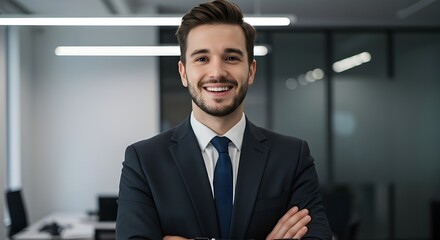 Fototapeta premium Confident Young Businessman Portrait Professional Success and Leadership