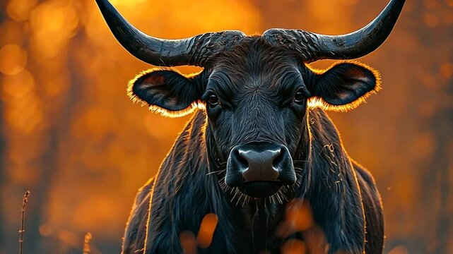 indian gaur close-up at nagarhole sunset video