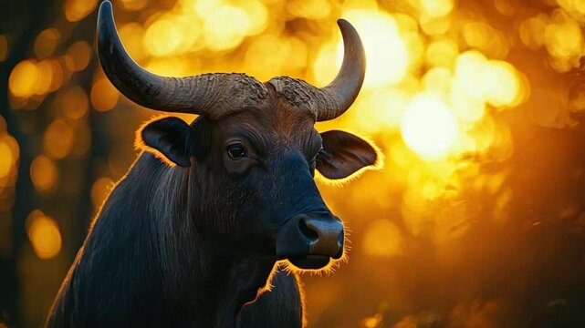 indian gaur close-up at nagarhole sunset video