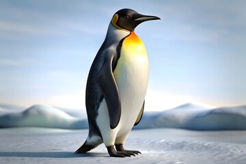Fototapeta premium Majestic Emperor Penguin in Antarctic Landscape Wildlife Photography