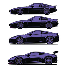 Obraz premium Evolution of Sports Car Design A Silhouette Series Illustration